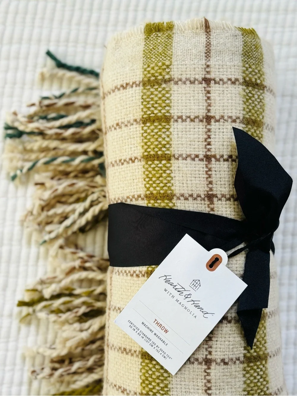 Hearth & Hand with Magnolia Plaid Lightweight Throw Blanket Brown/Green/Teal NWT